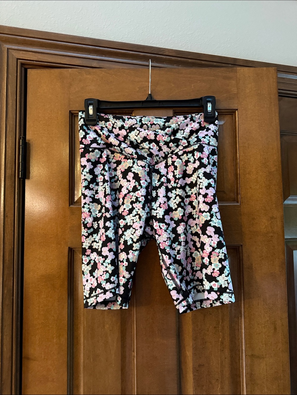 Aeropostale Black Floral Bike Shorts with Pink & White Blossoms
